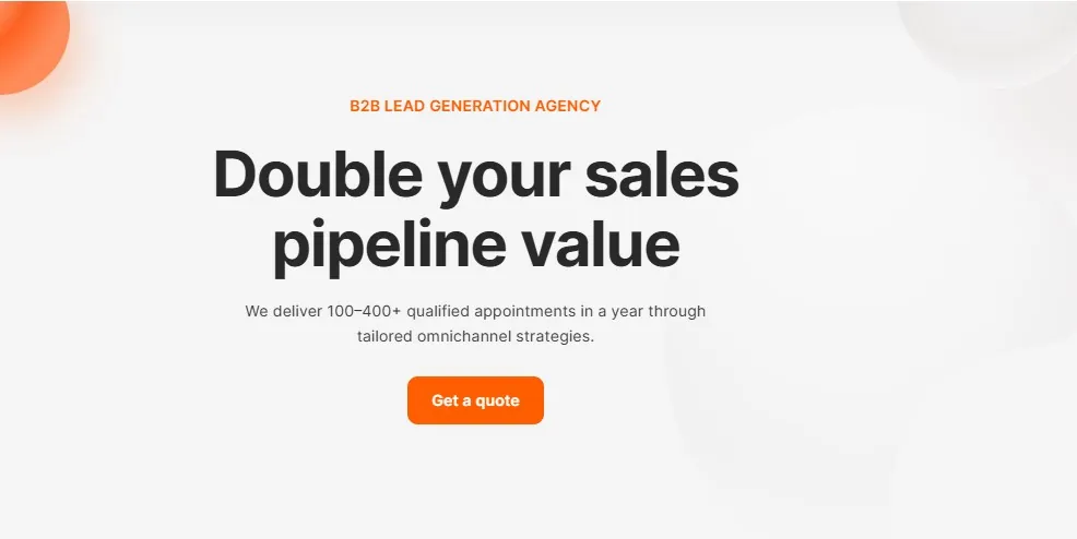Belkins homepage: B2B lead generation agency promising to double your sales pipeline value