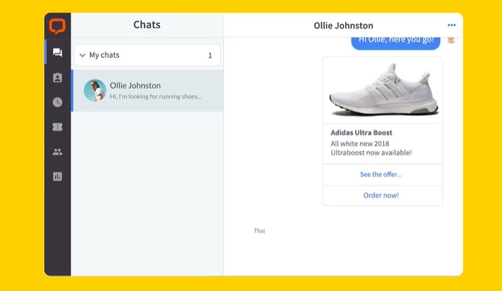 A screenshot of a sample chat on LiveChat